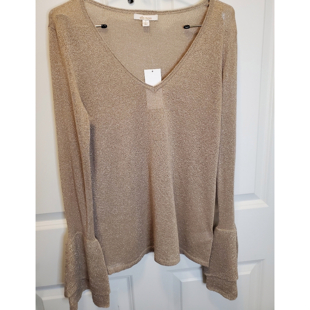 *NEW* Ella Moss Gold Flirty Long Sleeve Top Size Small